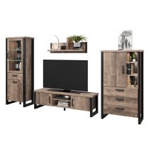 Erbil Wooden Living Room Furniture Set In Tobacco Oak