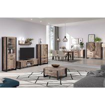 Erbil Wooden Living Room Furniture Set In Tobacco Oak