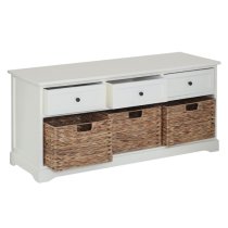 Varmora Wide Wooden Chest Of 6 Drawers In Ivory White