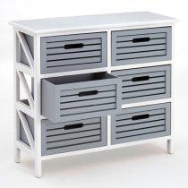 Varmora Wooden Chest Of 6 Drawers In White And Grey