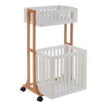 Nusakan Wooden 2 Tier Storage Trolley In White And Natural