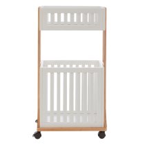 Nusakan Wooden 2 Tier Storage Trolley In White And Natural