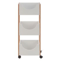 Nusakan Wooden 3 Tier Storage Trolley In White And Natural