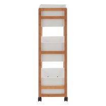 Nusakan Wooden 3 Tier Storage Trolley In White And Natural