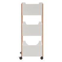 Nusakan Wooden 3 Tier Storage Trolley In White And Natural