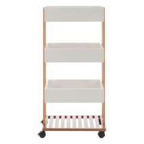 Nusakan Wooden 4 Tier Storage Trolley In White And Natural