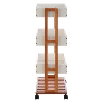 Nusakan Wooden 4 Tier Storage Trolley In White And Natural