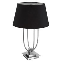 Trento Black Fabric Shade Table Lamp With EU Plug In Nickel