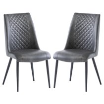 Adora Grey Faux Leather Dining Chairs In Pair