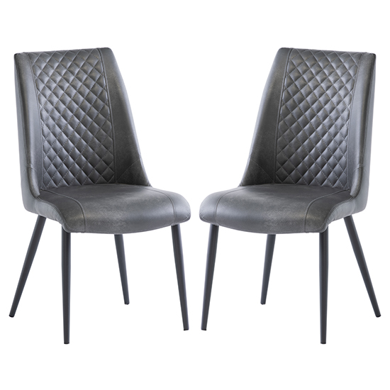 Adora Grey Faux Leather Dining Chairs In Pair