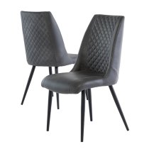 Adora Grey Faux Leather Dining Chairs In Pair