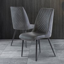 Adora Grey Faux Leather Dining Chairs In Pair