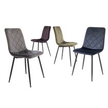 Basia Velvet Fabric Dining Chair In Aubergine