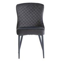 Helmi Velvet Dining Chair In Graphite With Black Legs