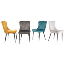 Helmi Velvet Dining Chair In Graphite With Black Legs