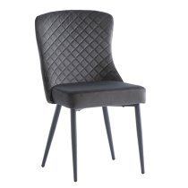 Helmi Graphite Velvet Dining Chairs With Black Legs In Pair