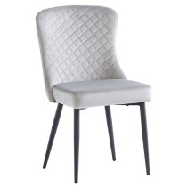 Helmi Silver Velvet Dining Chairs With Black Legs In Pair