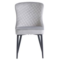 Helmi Silver Velvet Dining Chairs With Black Legs In Pair