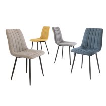 Laney Fabric Dining Chair In Grey With Black Legs