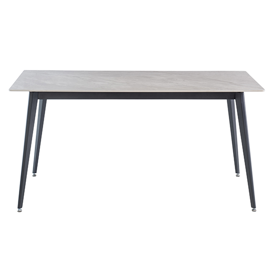 Inbar 160cm Marble Dining Table In Rebecca Grey With Black Legs