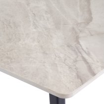 Inbar 160cm Marble Dining Table In Rebecca Grey With Black Legs