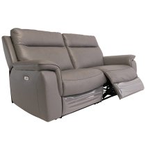 Henrika Faux Leather Electric Recliner 3 Seater Sofa In Grey