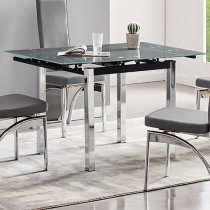 Paris Extending Grey Glass Dining Table 4 Dora Grey Chairs