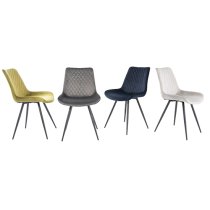 Maija Velvet Dining Chair In Graphite With Black Legs