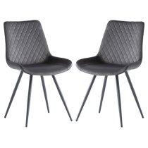 Maija Graphite Velvet Dining Chairs With Black Legs In Pair