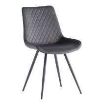 Maija Graphite Velvet Dining Chairs With Black Legs In Pair