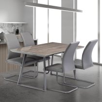 Michton Glass Top Dining Table In Grey Oak