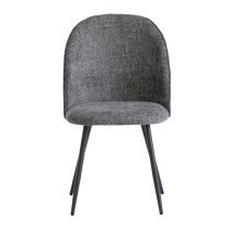 Raisa Fabric Dining Chair In Graphite With Black Legs