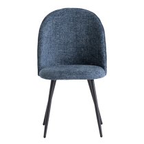 Raisa Fabric Dining Chair In Blue With Black Legs