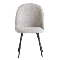 Raisa Fabric Dining Chair In Silver With Black Legs