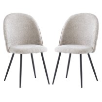 Raisa Silver Fabric Dining Chairs With Black Legs In Pair