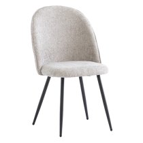 Raisa Silver Fabric Dining Chairs With Black Legs In Pair