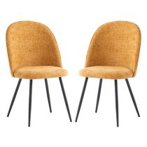 Raisa Yellow Fabric Dining Chairs With Black Legs In Pair