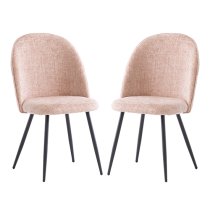 Raisa Flamingo Fabric Dining Chairs With Black Legs In Pair