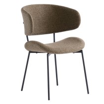 Wera Fabric Dining Chair In Olive Green With Black Legs