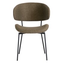 Wera Fabric Dining Chair In Olive Green With Black Legs