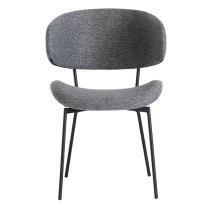 Wera Fabric Dining Chair In Dark Grey With Black Legs