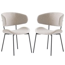 Wera Linen Fabric Dining Chairs With Black Legs In Pair