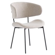 Wera Linen Fabric Dining Chairs With Black Legs In Pair