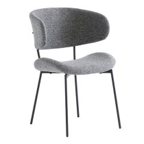 Wera Dark Grey Fabric Dining Chairs With Black Legs In Pair