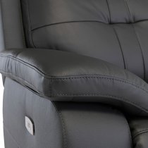 Sotra Faux Leather Electric Recliner Armchair In Charcoal