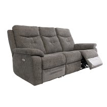 Sotra Fabric Electric Recliner 3 Seater Sofa In Graphite