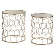 Hannah Mirrored Glass Set Of 2 Side Tables With Champagne Frame