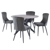 Terri 120cm Round Marble Dining Table In Grey