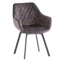 Viha Swivel Graphite Velvet Dining Chairs In Pair