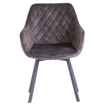 Viha Swivel Graphite Velvet Dining Chairs In Pair